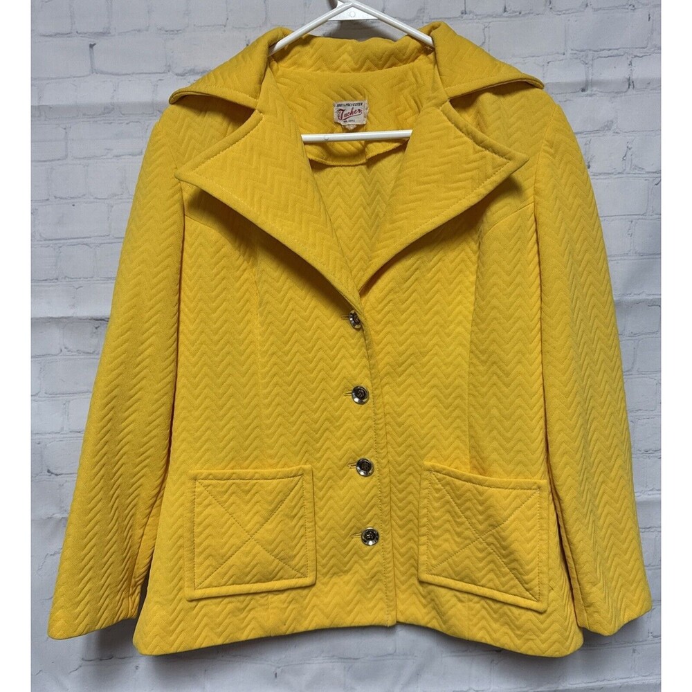 vintage Tucker women’s Yellow blazer Size large 60’s 70’s